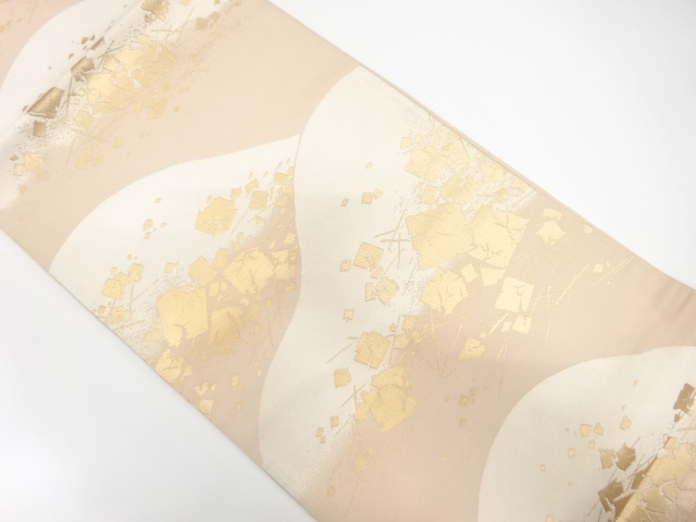 JAPANESE KIMONO / ANTIQUE FUKURO OBI / SILK / WOVEN SCATTERED FOIL